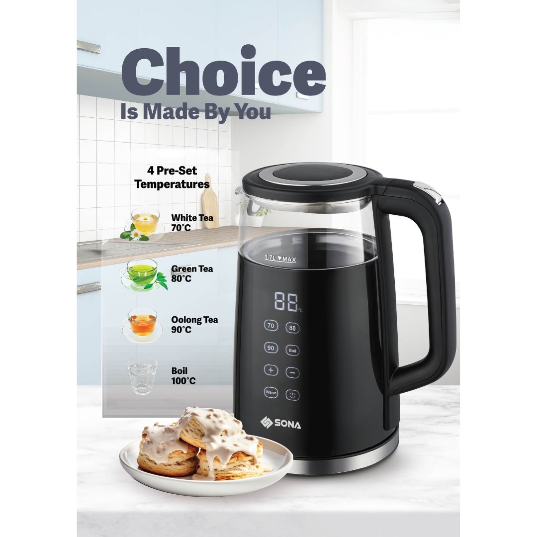 Sona 1.7L Digital Double Layer Glass Kettle