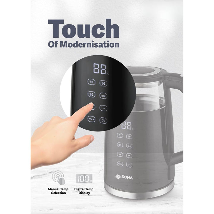 Sona 1.7L Digital Double Layer Glass Kettle
