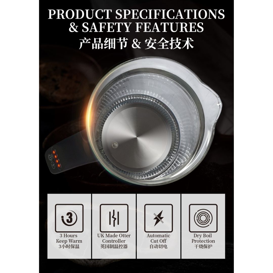 Sona 1.7L Electric Glass Kettle