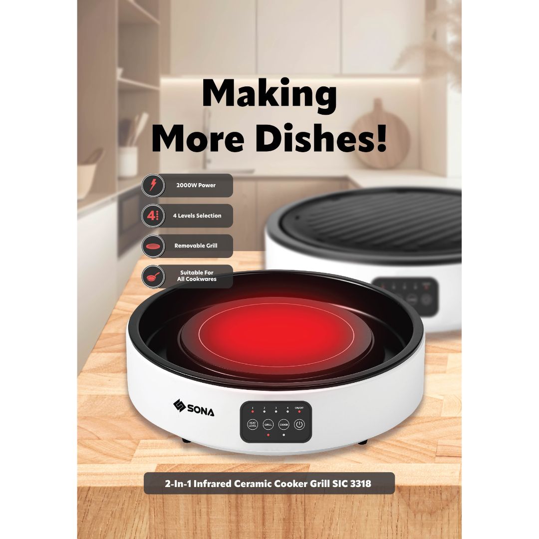 Sona 2-In-1 Infrared Ceramic Cooker Grill