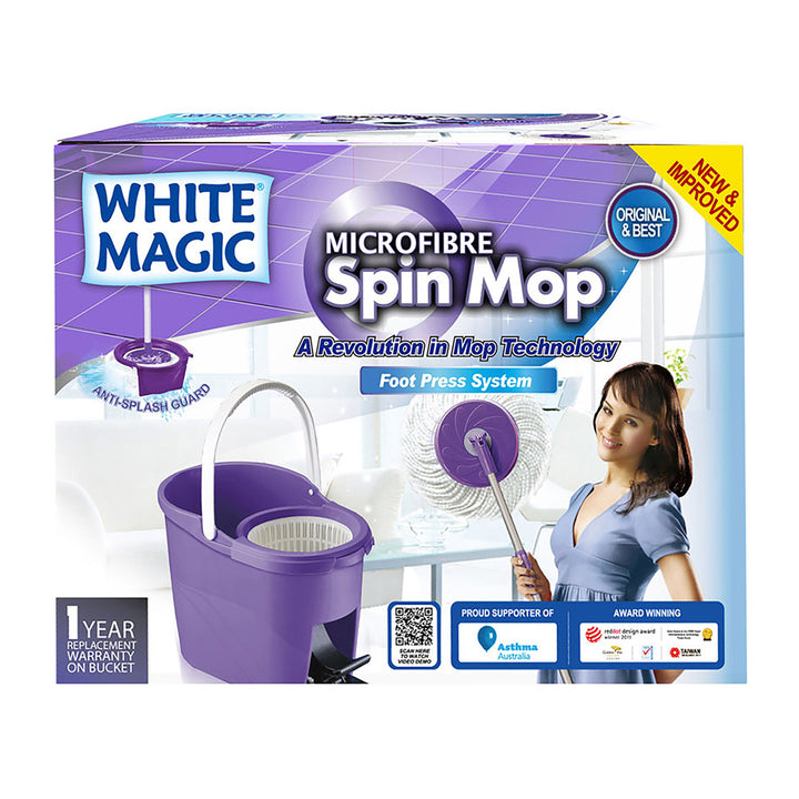 White Magic Spin Mop New Foot Press (2 Heads with no Extension)