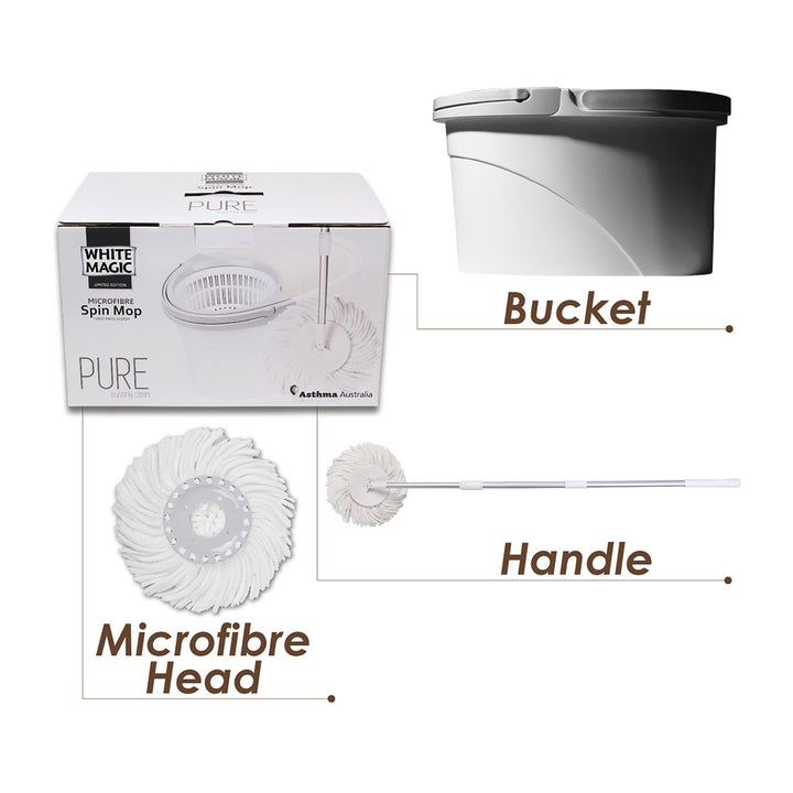 White Magic Pure Spin Mop Set (2 Heads with no Extension)