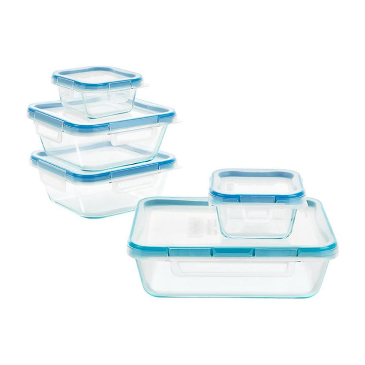 Snapware Total Solution Set Of 5 Square & Rect Glass Food Container