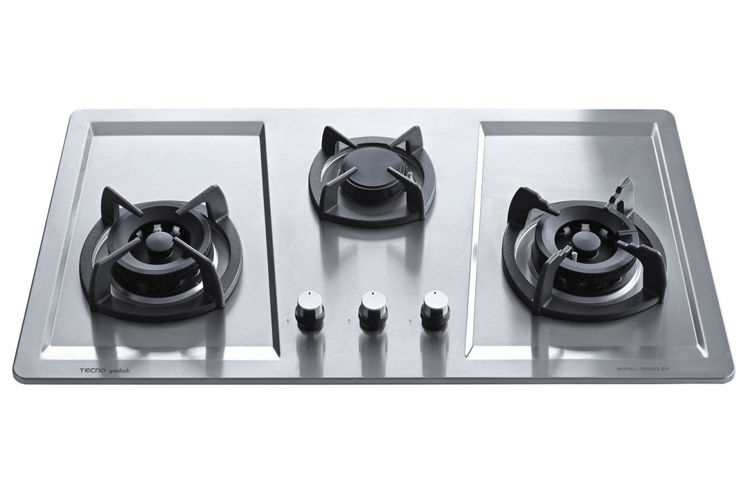 Stainless Steel Hob — Stainless Steel — 86cm, V.V.S , INFERNO*; 3 Burner (2x Big, 1x Medium)