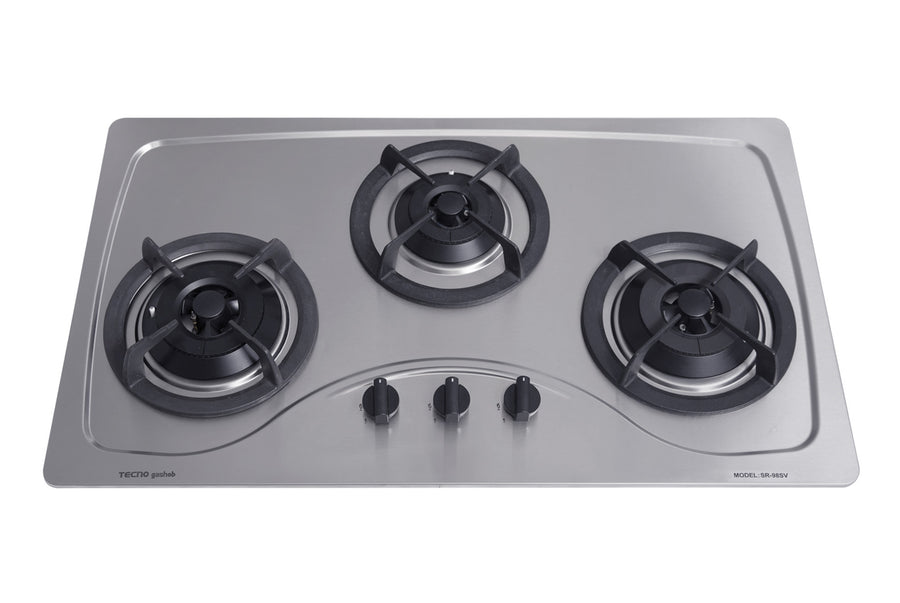 Stainless Steel Hob — Stainless Steel — 86cm, V.V.S; 3 Burner (2x Big, 1x Medium)