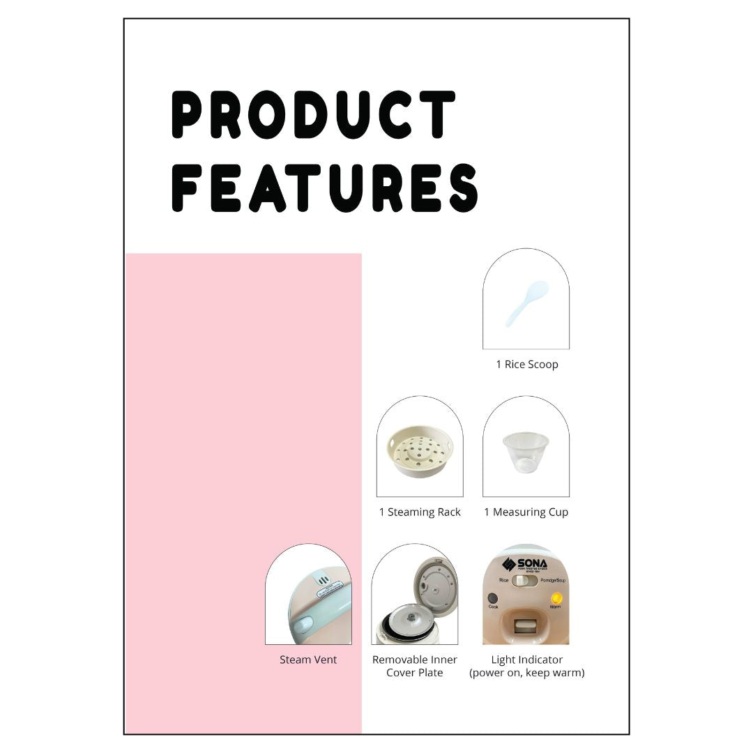 Sona 630ml Rice & Porridge Warmer