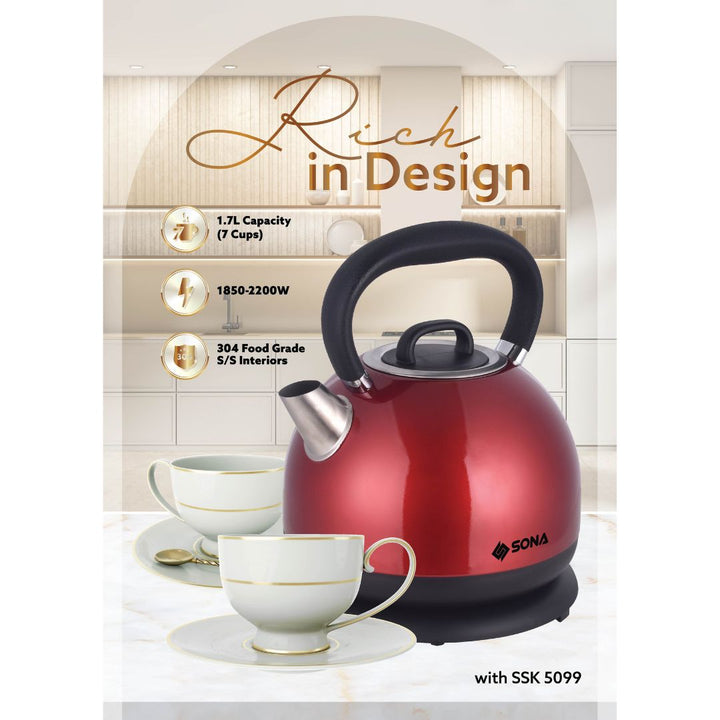 Sona 1.7L 304 Stainless Steel Kettle
