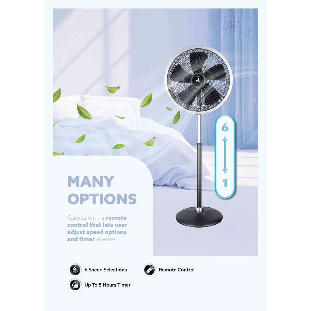 Sona Remote DC Power Stand Fan