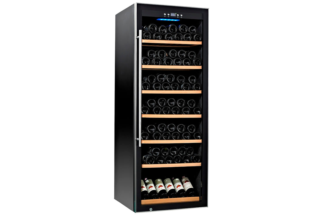 Wine Chiller — Black — 270L, 119 Btls (750ml), 5 ~ 20°C; Single Temp Zone, Digital Control, Anti UV Door