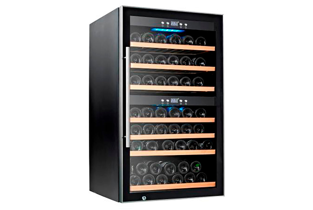 Wine Chiller — Black — 190L, 60Btls (750ml), 5 ~ 20°C; Dual Temp Zone, Digital Control, Anti UV Door