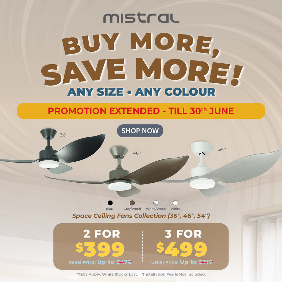 Mistral Ceiling Fan-36",64W (DC 40W,L 24W) Space36-WE/WH White