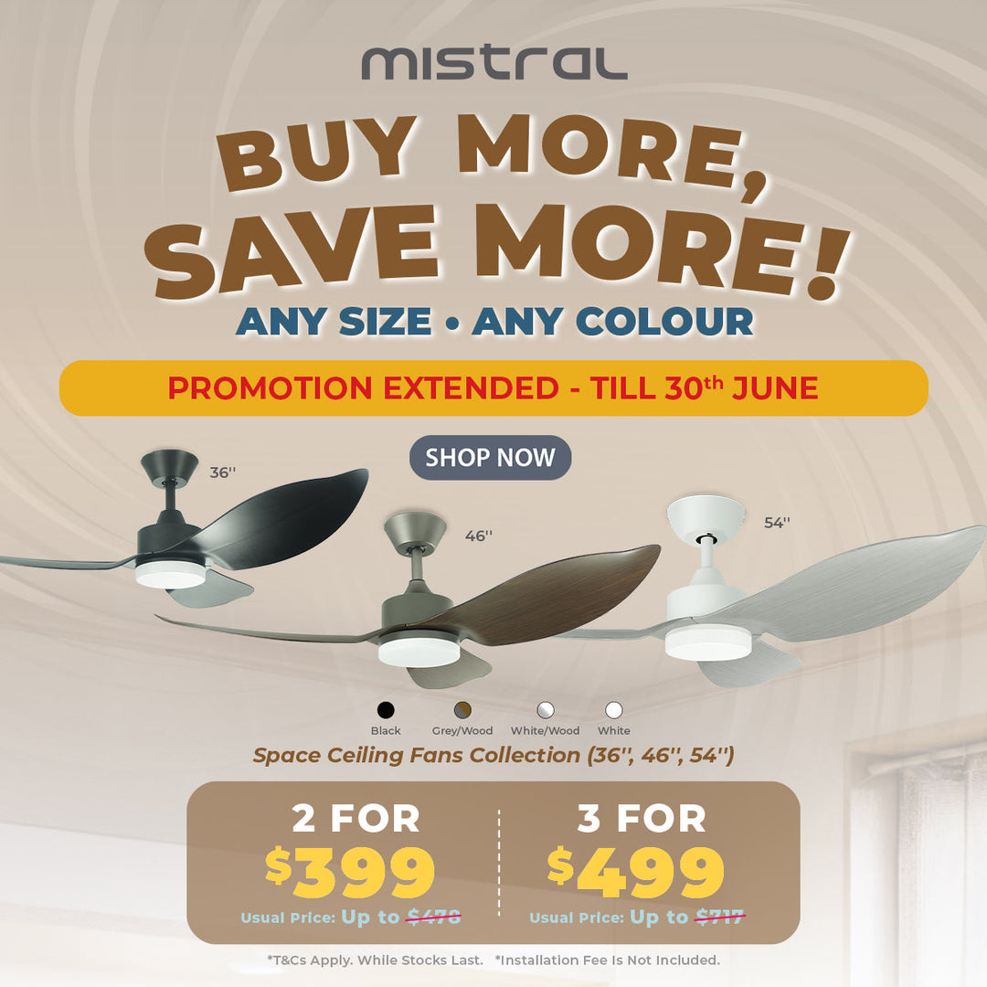 Mistral Ceiling Fan-46", 69W(DC 45W,L 24W) Space46-WH White