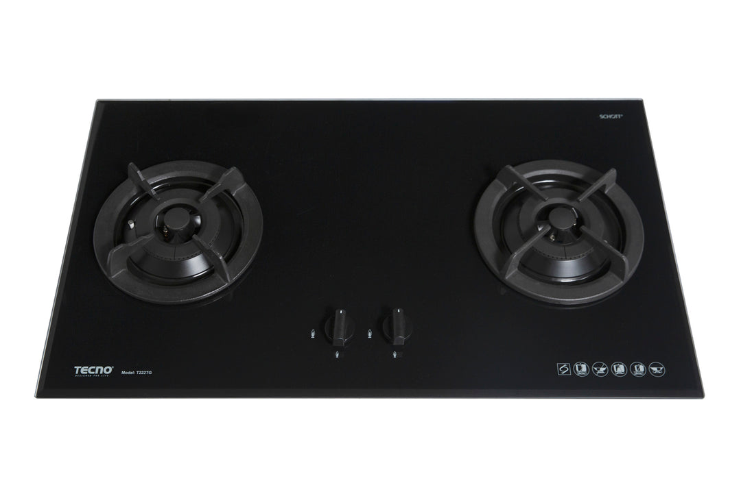 Toughened Glass Hob (SCHOTT) — Sparkling Black — 86cm, V.V.S; 2 Burners (2x Big)
