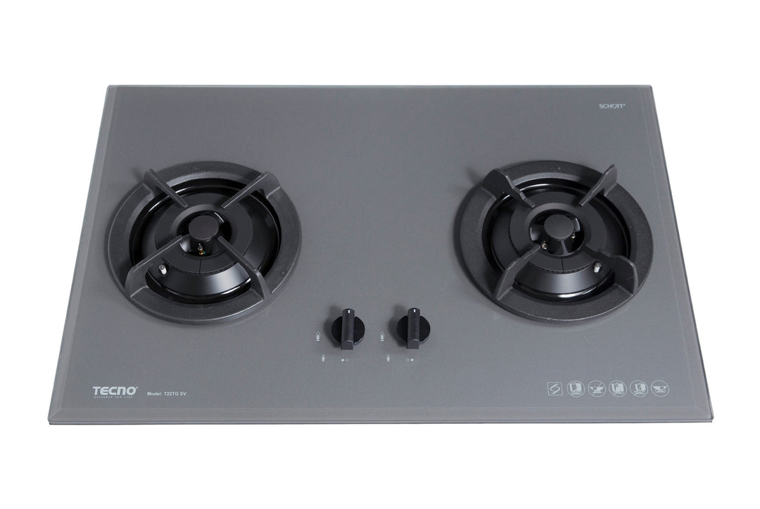 Toughened Glass Hob (SCHOTT) — Kettle Black — 75cm, V.V.S; 2 Burners (2x Big)