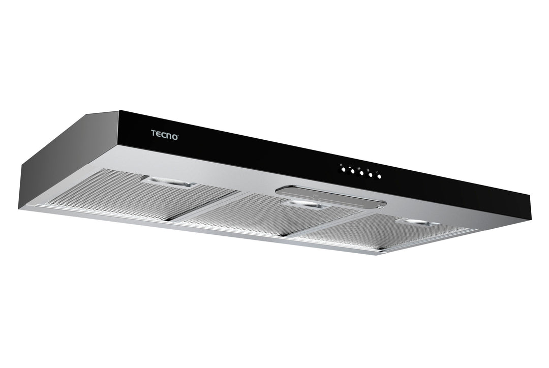Slim Line Hood — SS- S.S w/ Black Panel — 90cm, Twin Motor, 550m³/hr