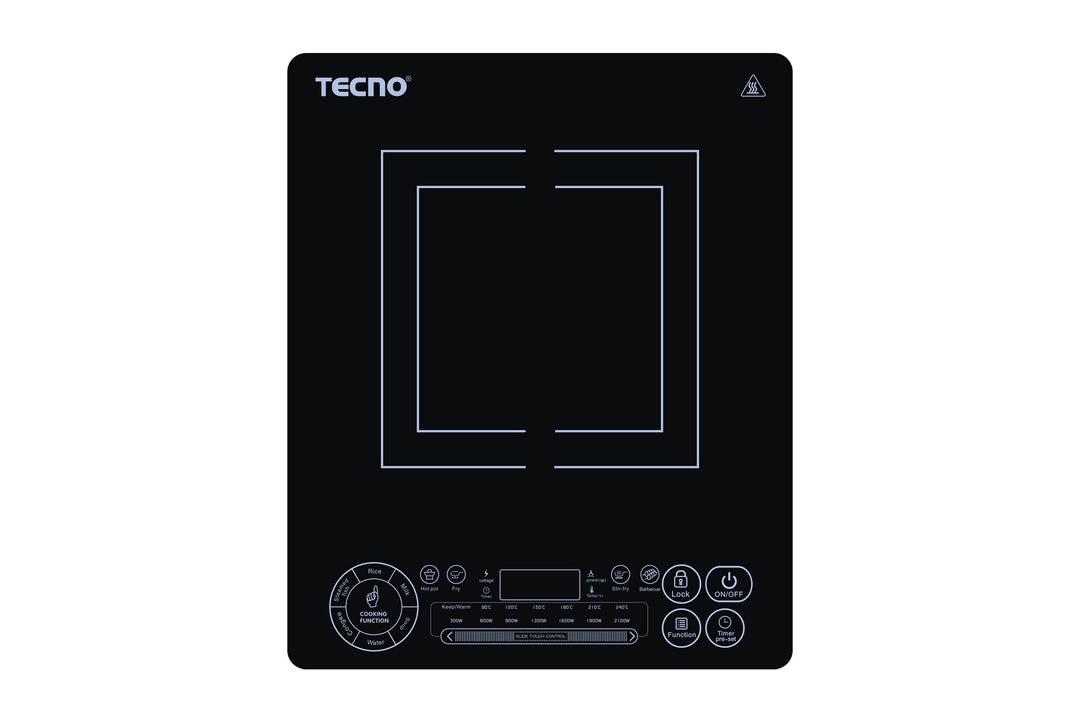 Portable Induction Cooker — Black — 9 Functions, 2100W, Slim Design; c/w Stainless Steel Pot