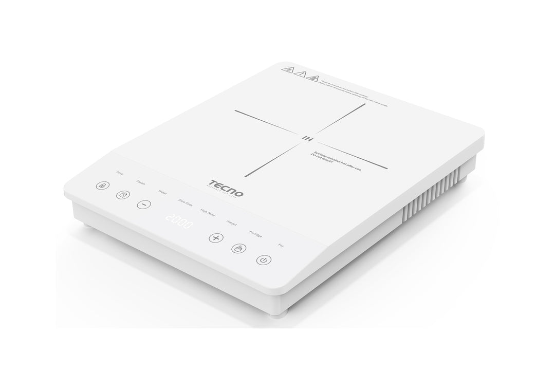 Portable Induction Cooker — Black & White — 8 Functions, 200-2000W, Slim Design; c/w Stainless Steel Pot