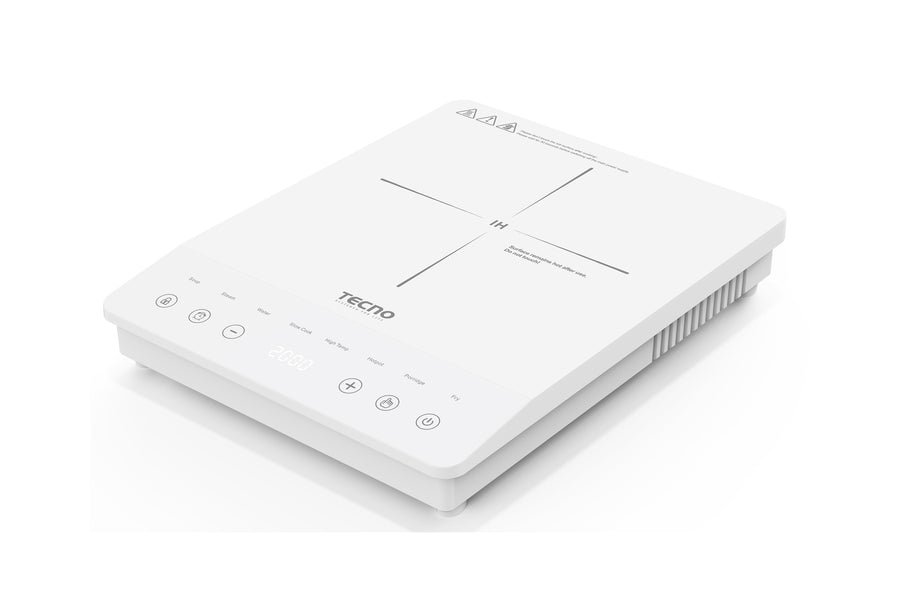 Portable Induction Cooker — Black & White — 8 Functions, 200-2000W, Slim Design; c/w Stainless Steel Pot