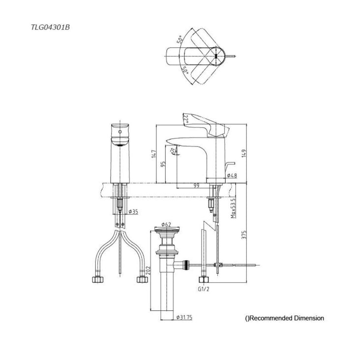 TOTO "GA Series" Single Lever Lavatory Faucet TLG04301B