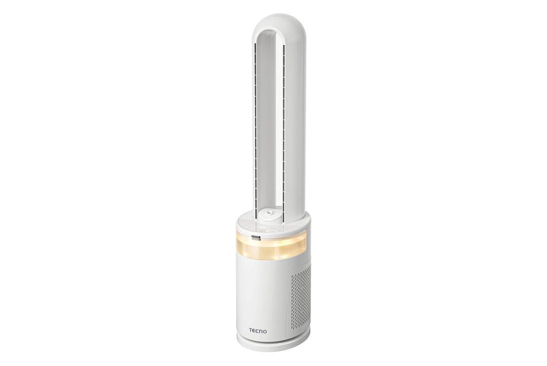 Standing Fan — White — Bladeless, Remote Control, DC motor; Air Purifier Function with HEPA filter