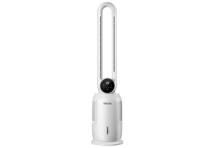 Standing Fan — White — Bladeless, Remote Control, DC motor; Cooler and Humidification Function