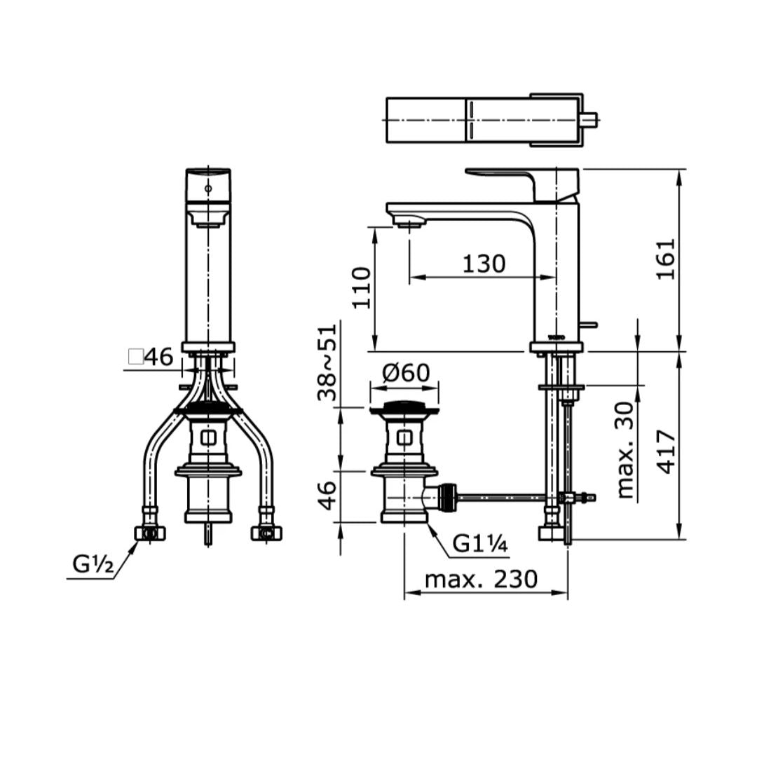 TOTO "MA" Series Single Lever Lavatory Faucet TX115MMA#MB