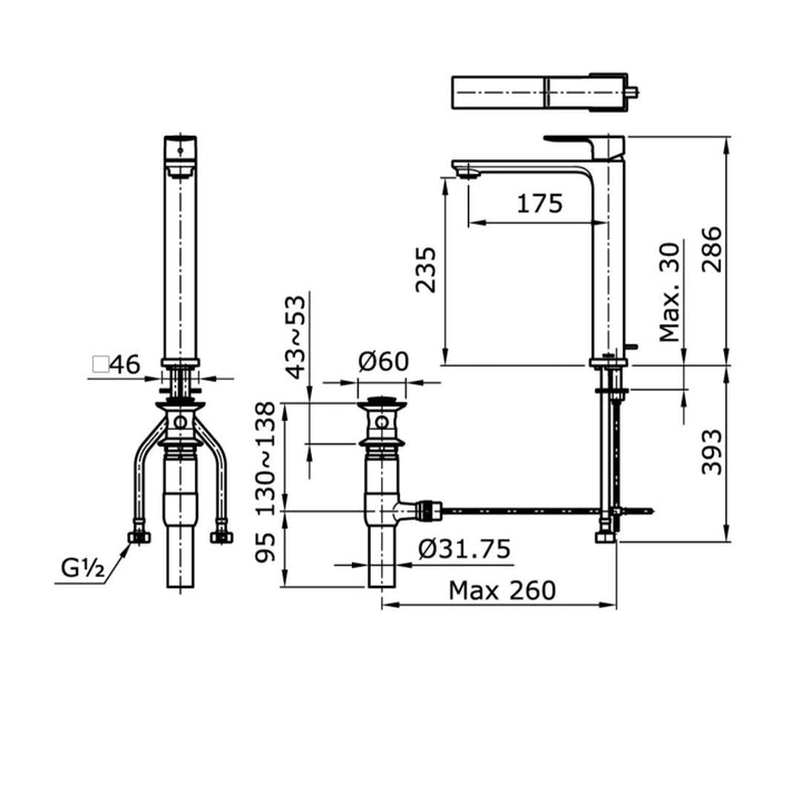 TOTO "MA" Series Extended Basin Mixer TX116MMA#MB