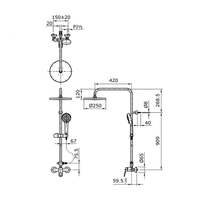 TOTO "Rei-R Series" Shower Column Set TX492SRRZ