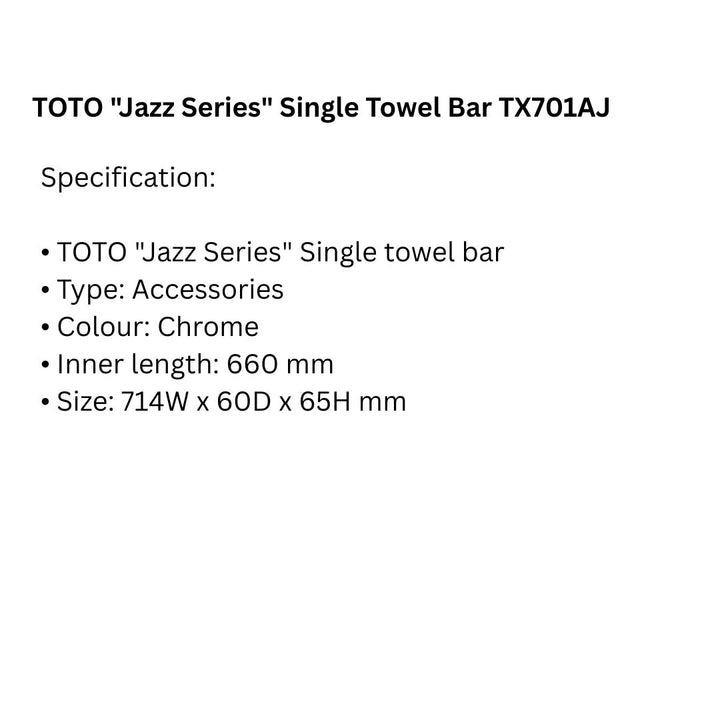 TOTO "Jazz Series" Single Towel Bar TX701AJ