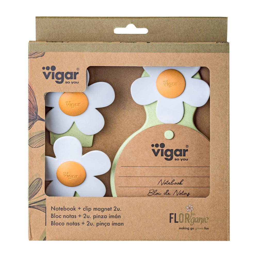 Vigar Florganic Notebook With Suction + Magnet Clip 2pc Set