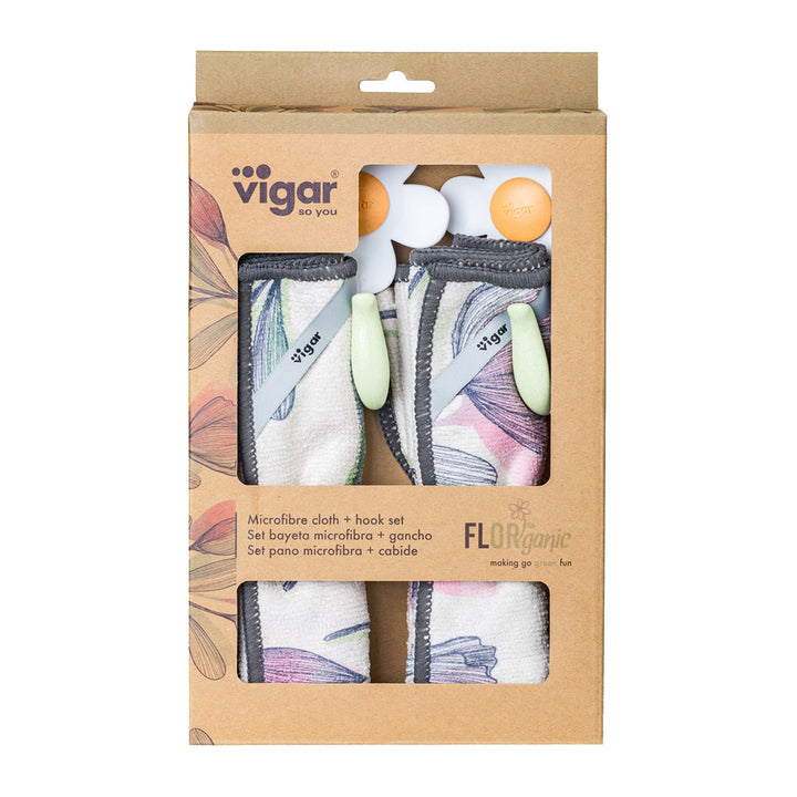 Vigar Florganic Hook With Suction & Microfibre Cloth 2pc