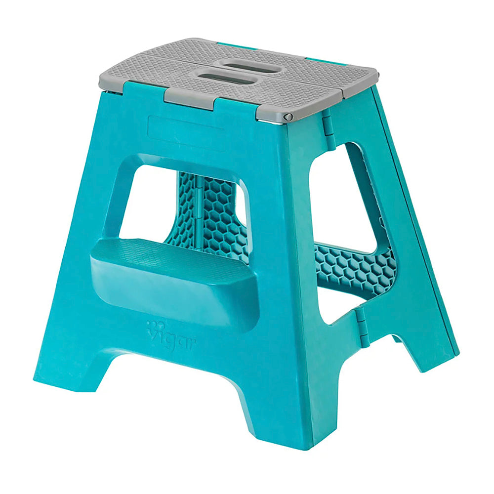 Vigar Compact 2 Step Turquoise Foldable 40cm Stool