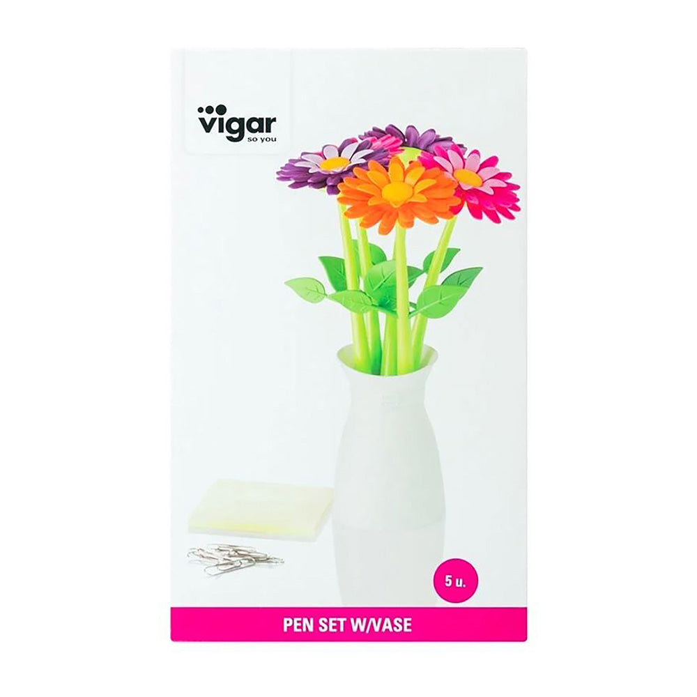 Vigar Flower Shop 5pc Pen Set With Vase