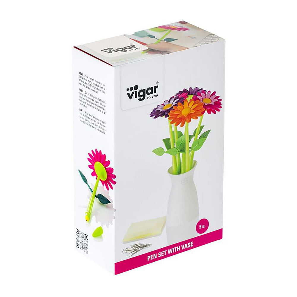 Vigar Flower Shop 5pc Pen Set With Vase