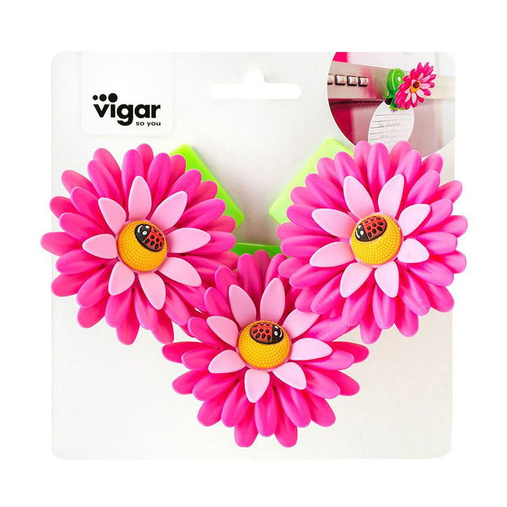 Vigar Flower Power Pink Magnet Clip 3pc