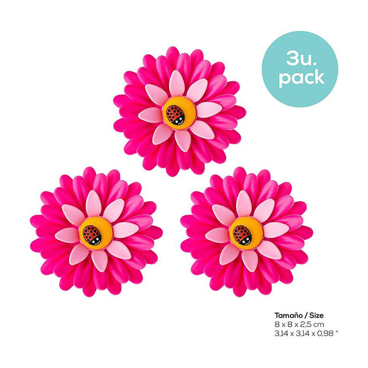 Vigar Flower Power Pink Magnet Clip 3pc