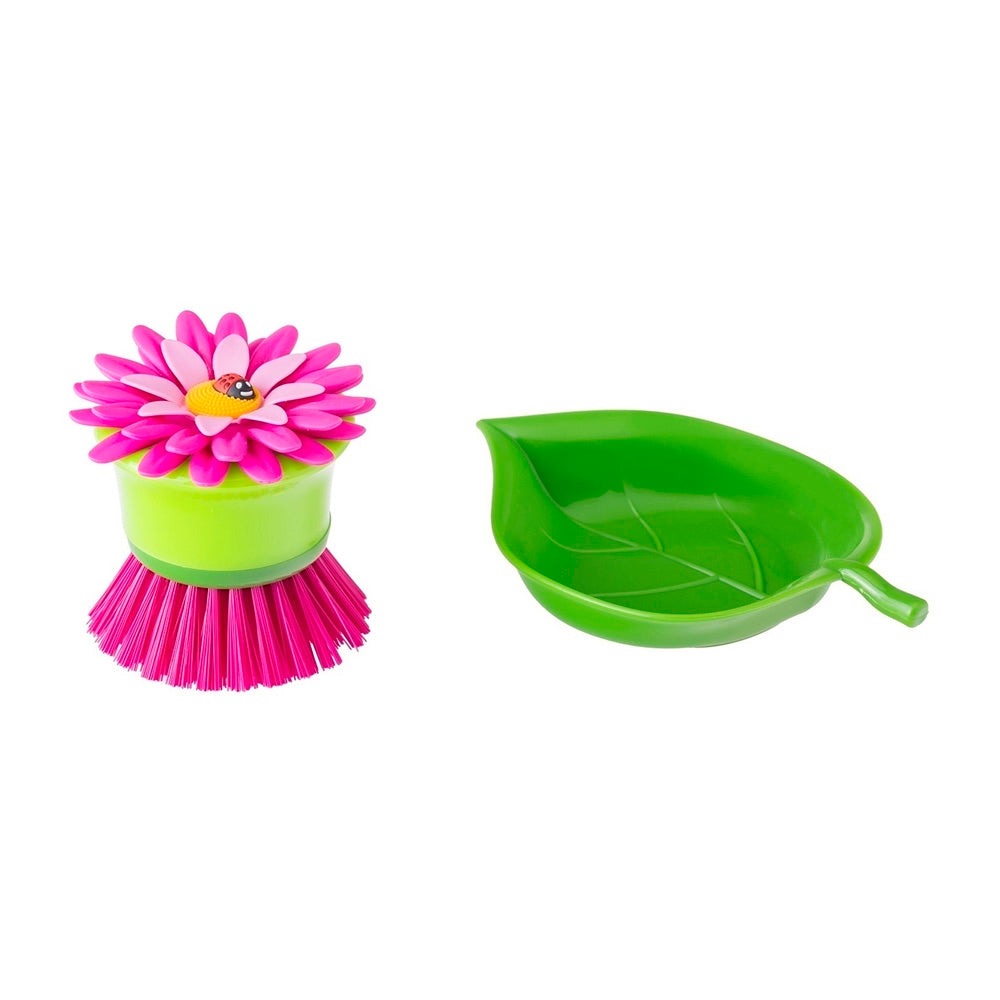 Vigar Flower Power Palm Dish Brush With Holder