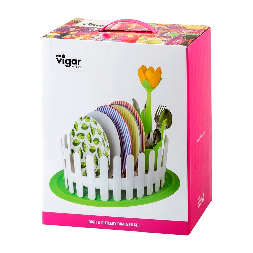 Vigar Flower Power Dish & Cutlery Drainer Set