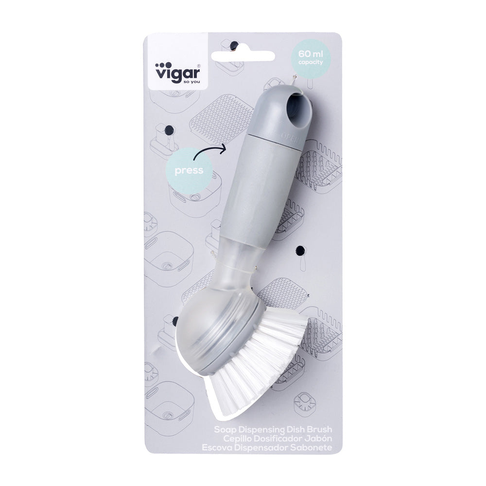 Vigar Rengo Soap Dispensing Grey Dish Brush