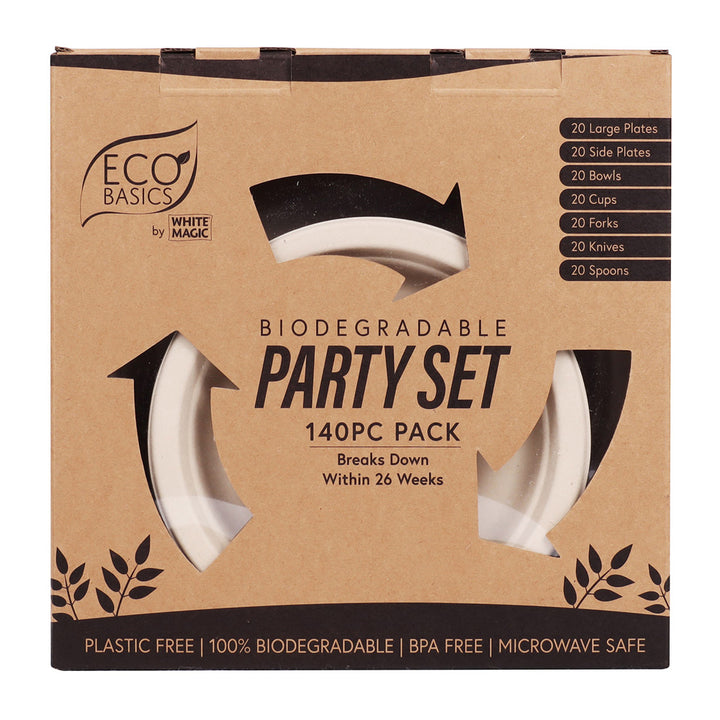 White Magic Eco Basics Biodegradable Party Set