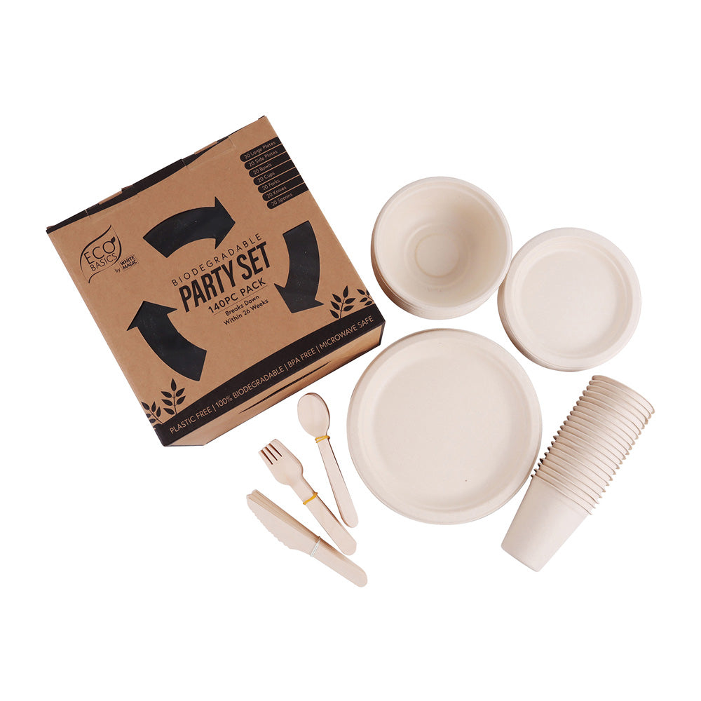 White Magic Eco Basics Biodegradable Party Set