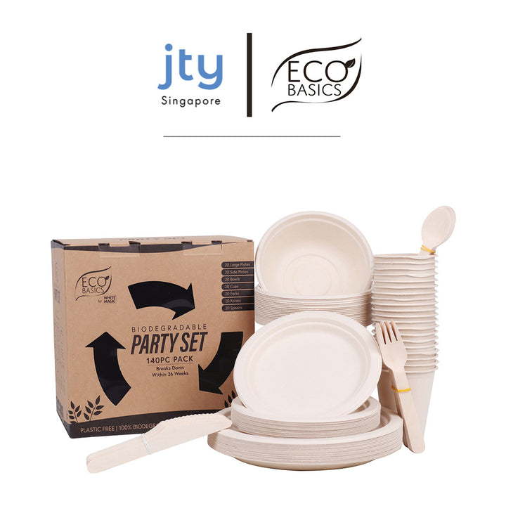 White Magic Eco Basics Biodegradable Party Set