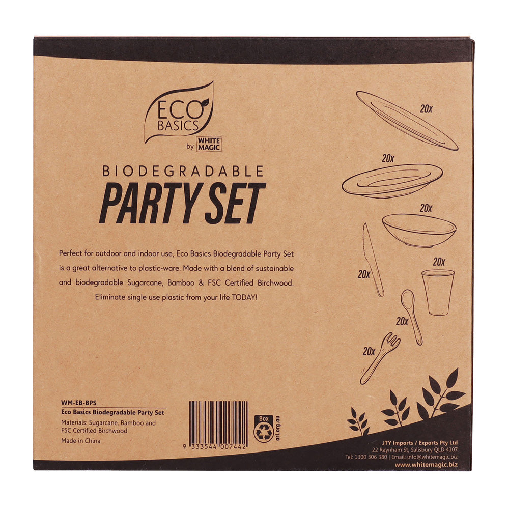 White Magic Eco Basics Biodegradable Party Set