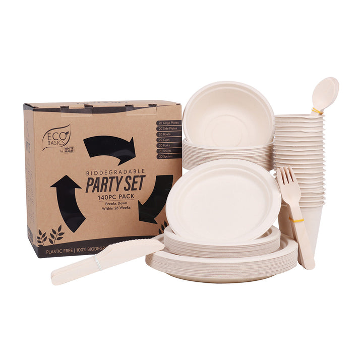 White Magic Eco Basics Biodegradable Party Set