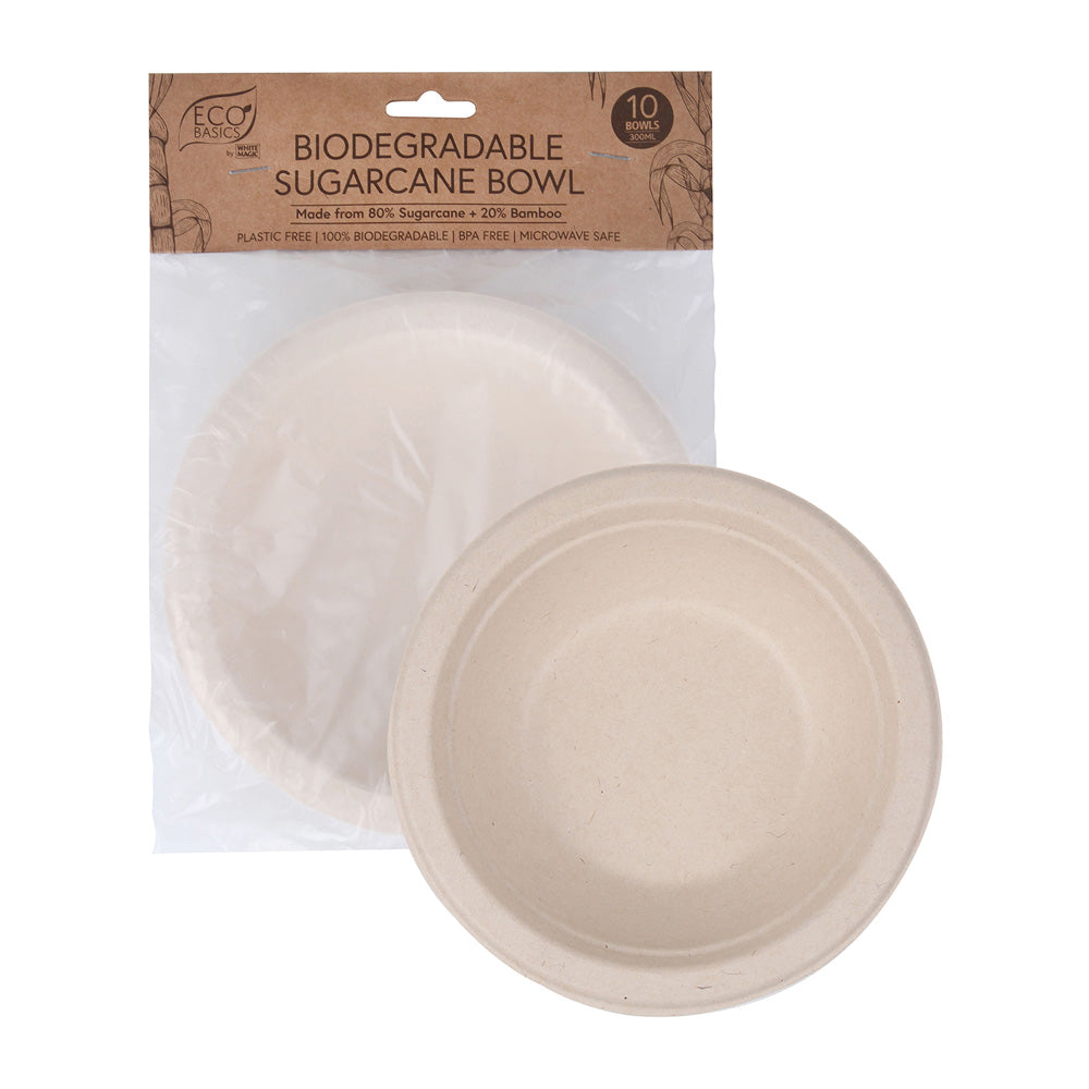 White Magic Eco Basics Biodegradable Sugarcane Bowl - 10pcs