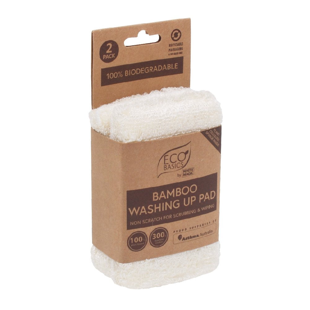White Magic Eco Basics Bamboo Washing Up Pad - 2 Pack