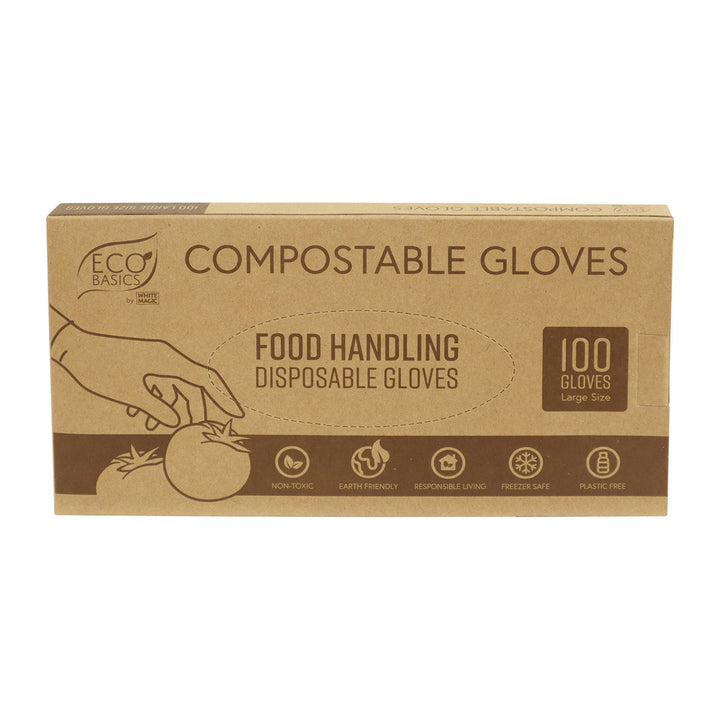 White Magic Eco Basics Compostable Gloves Large 100pcs