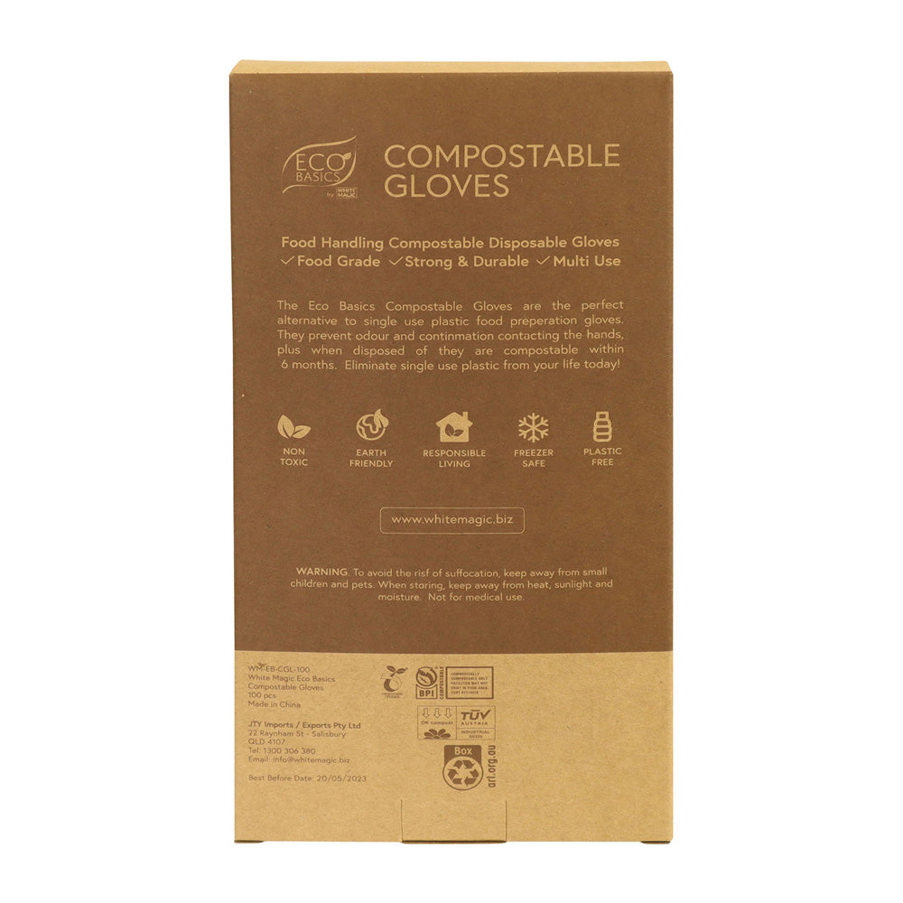 White Magic Eco Basics Compostable Gloves Large 100pcs