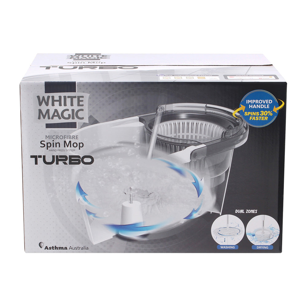 White Magic Turbo Spin Mop Hand Press