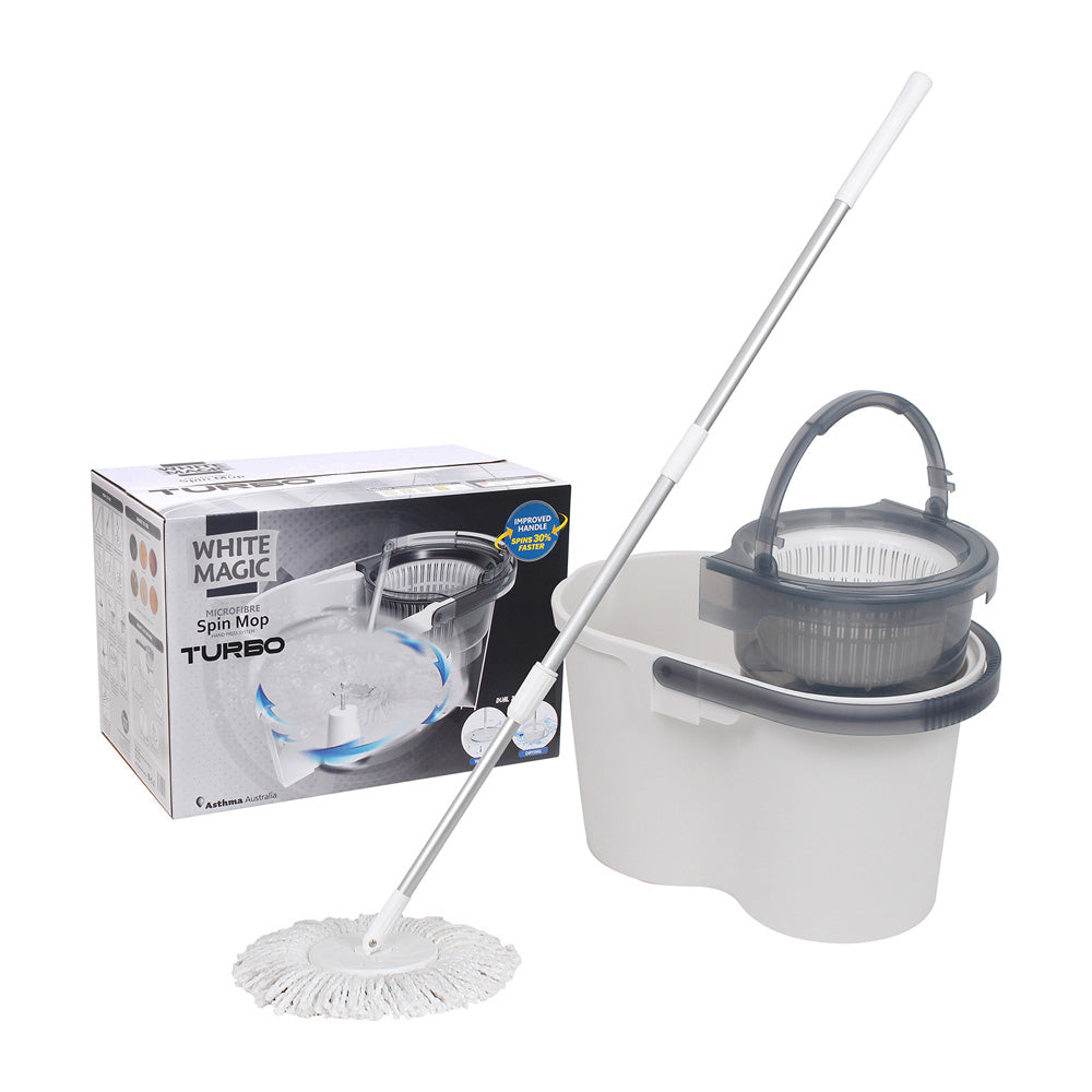 White Magic Turbo Spin Mop Hand Press